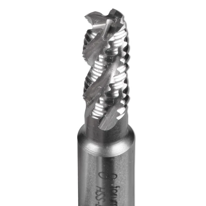 Schruppfräser HSS Co5 - Für Stahl - DIN 844-K - Typ NR - 4 Schneiden - Mit Zentr 3 Schruppfräser HSS Co5 - Für Stahl - DIN 844-K - Typ NR - 4 Schneiden - Mit Zentr