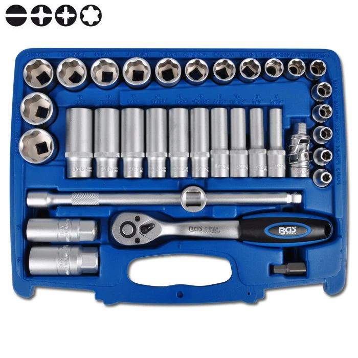 Steckschlüsselsatz 3/8" - 61-teilig - "Super Lock" / Wellenprofil 4 Steckschlüsselsatz 3/8" - 61-teilig - "Super Lock" / Wellenprofil – Bild 2