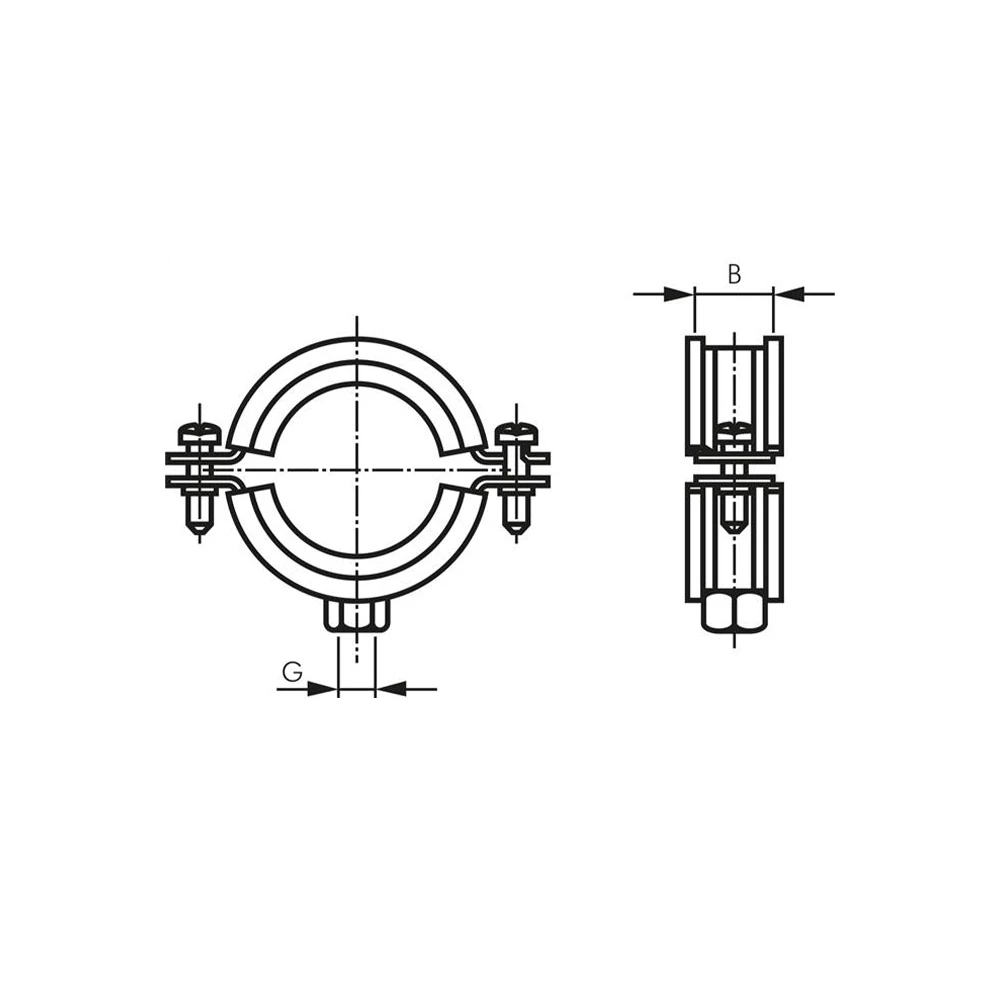Rohrschelle - Edelstahl Mit Einlage - Spannbereich-Ø 11 - 14 Bis 244 - 250 Mm - Gewinde M8 Und M10 - Breite 20 Und 25 Mm 6 Rohrschelle - Edelstahl Mit Einlage - Spannbereich-Ø 11 - 14 Bis 244 - 250 Mm - Gewinde M8 Und M10 - Breite 20 Und 25 Mm – Bild 4
