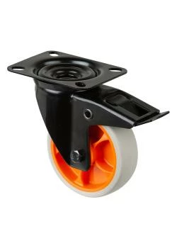 Transport-Lenkrolle Mit Totalfeststeller - Gabel Aus Stahlblech - Rad-Ø 100 Mm - Bauhöhe 128 Mm - Tragkraft 110 Kg 3 Transport-Lenkrolle Mit Totalfeststeller - Gabel Aus Stahlblech - Rad-Ø 100 Mm - Bauhöhe 128 Mm - Tragkraft 110 Kg