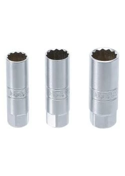 Zündkerzen-Einsatz-Satz Zwölfkant - 3-teilig - Antrieb Innenvierkant 10 Mm (3/8 ") - Schlüsselweite 14 - 16 - 18 Mm 3 Zündkerzen-Einsatz-Satz Zwölfkant - 3-teilig - Antrieb Innenvierkant 10 Mm (3/8 ") - Schlüsselweite 14 - 16 - 18 Mm