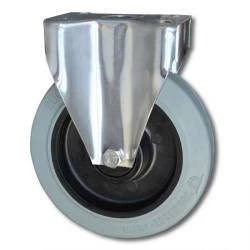 Edelstahl-Bockrolle - Elastik-Vollgummirad - Rad-Ø 200 Mm - Bauhöhe 243 Mm - Tragkraft 350 Kg 3 Edelstahl-Bockrolle - Elastik-Vollgummirad - Rad-Ø 200 Mm - Bauhöhe 243 Mm - Tragkraft 350 Kg