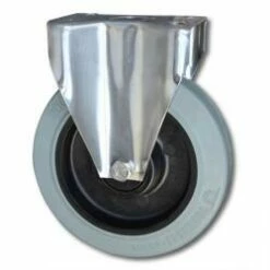 Edelstahl-Bockrolle - Elastik-Vollgummirad - Rad-Ø 200 Mm - Bauhöhe 240 Mm - Tragkraft 300 Kg