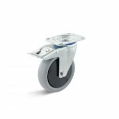 Lenkrolle Mit Doppelstopp - Polyurethanrad - Kugellager - Rad-Ø 125 Mm - Bauhöhe 155 Mm - Tragkraft 200 Kg