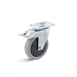 Lenkrolle Mit Doppelstopp - Polyurethanrad - Kugellager - Rad-Ø 125 Mm - Bauhöhe 155 Mm - Tragkraft 200 Kg 3 Lenkrolle Mit Doppelstopp - Polyurethanrad - Kugellager - Rad-Ø 125 Mm - Bauhöhe 155 Mm - Tragkraft 200 Kg