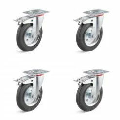 Rollenset - 4 Lenkrollen Mit Doppelstopp - Rad-Ø 80 Bis 200 Mm - Bauhöhe 100 Bis 235 Mm - Tragkraft/Set 150 Bis 615 Kg