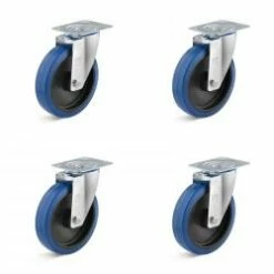 Rollen-Set - 4 Schwerlast-Lenkrollen - Rad-Ø 80 Bis 200 Mm - Bauhöhe 100 Bis 235 Mm - Tragkraft/Set 300 Bis 1050 Kg