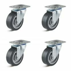 Rollen-Set - 4 Schwerlast-Lenkrollen - Rad-Ø 80 Bis 100 Mm - Bauhöhe 100 Bis 125 Mm - Tragkraft/Set 360 Bis 540 Kg