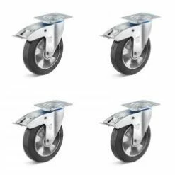 Rollenset - 4 Schwerlast-Lenkrollen - Rad-Ø 125 Bis 200 Mm - Bauhöhe 155 Bis 235 Mm - Tragkraft/Set 600 Bis 1200 Kg