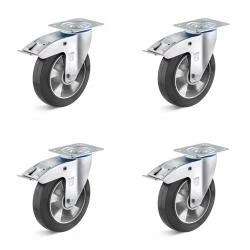 Rollenset - 4 Schwerlast-Lenkrollen - Rad-Ø 125 Bis 200 Mm - Bauhöhe 155 Bis 235 Mm - Tragkraft/Set 600 Bis 1200 Kg 3 Rollenset - 4 Schwerlast-Lenkrollen - Rad-Ø 125 Bis 200 Mm - Bauhöhe 155 Bis 235 Mm - Tragkraft/Set 600 Bis 1200 Kg