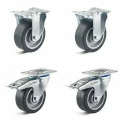 Rollenset - 2 Lenk- Und 2 Bockrollen - Rad-Ø 80 Bis 100 Mm - Bauhöhe 100 Bis 125 Mm - Tragkraft/Set 360 Bis 540 Kg