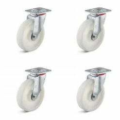 Rollen-Set - 4 Schwerlast-Lenkrollen - Rad-Ø 80 Bis 200 Mm - Bauhöhe 108 Bis 245 Mm - Tragkraft/Set 600 Bis 1500 Kg