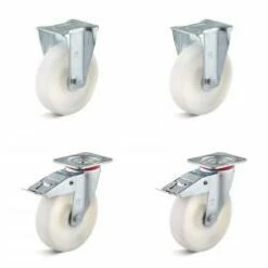 Rollenset - 2 Lenk- Und 2 Bockrollen - Rad-Ø 80 Bis 200 Mm - Bauhöhe 108 Bis 245 Mm - Tragkraft/Set 600 Bis 1500 Kg