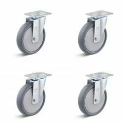 Rollen-Set - 4 Schwerlast-Lenkrollen - Rad-Ø 80 Bis 200 Mm - Bauhöhe 100 Bis 235 Mm - Tragkraft/Set 240 Bis 660 Kg