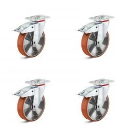 Rollenset - 4 Polyurethan-Lenkrollen - Rad-Ø 125 Bis 200 Mm - Bauhöhe 155 Bis 245 Mm - Tragkraft/Set 1050 Bis 1500 Kg 3 Rollenset - 4 Polyurethan-Lenkrollen - Rad-Ø 125 Bis 200 Mm - Bauhöhe 155 Bis 245 Mm - Tragkraft/Set 1050 Bis 1500 Kg