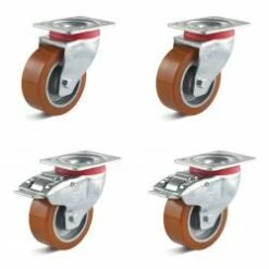 Rollenset - 4 Lenkrollen - Rad-Ø 80 Bis 100 Mm - Bauhöhe 109 Bis 128 Mm - Tragkraft/Set 540 Bis 840 Kg