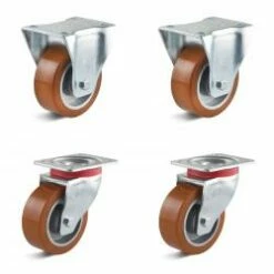 Rollenset - 2 Lenk- Und 2 Bockrollen - Rad-Ø 80 Bis 100 Mm - Bauhöhe 108 Bis 128 Mm - Tragkraft/Set 540 Bis 840 Kg