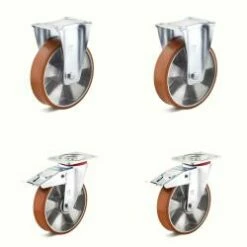 Rollenset - 2 Lenk- Und 2 Bockrollen - Rad-Ø 125 Bis 200 Mm - Bauhöhe 155 Bis 245 Mm - Tragkraft/Set 1050 Bis 1500 Kg