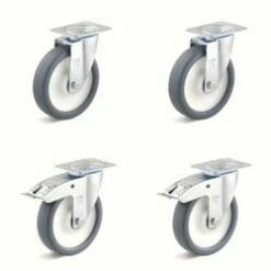 Rollenset - 4 Thermoplast-Lenkrollen - Rad-Ø 80 Bis 200 Mm - Bauhöhe 100 Bis 235 Mm - Tragkraft/Set 360 Bis 1050 Kg
