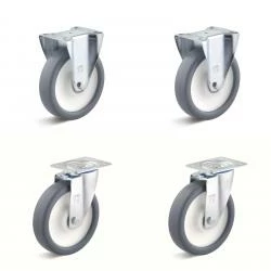 Rollenset - 2 Lenk- Und 2 Bockrollen - Rad-Ø 80 Bis 200 Mm - Bauhöhe 100 Bis 235 Mm - Tragkraft/Set 360 Bis 1050 Kg 3 Rollenset - 2 Lenk- Und 2 Bockrollen - Rad-Ø 80 Bis 200 Mm - Bauhöhe 100 Bis 235 Mm - Tragkraft/Set 360 Bis 1050 Kg