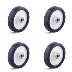 Elastik-Polyurethanräder - 4 Stück - 2 Kugellager - Rad-Ø 80 Bis 200 Mm - Tragkraft/Set 390 Bis 1050 Kg 3 Elastik-Polyurethanräder - 4 Stück - 2 Kugellager - Rad-Ø 80 Bis 200 Mm - Tragkraft/Set 390 Bis 1050 Kg