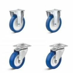 Rollenset - 2 Lenk- Und 2 Bockrollen - Rad-Ø 100 Bis 125 Mm - Bauhöhe 125 Bis 155 Mm - Tragkraft/Set 450 Bis 600 Kg