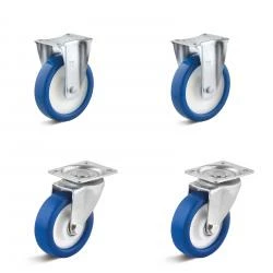 Rollenset - 2 Lenk- Und 2 Bockrollen - Rad-Ø 100 Bis 125 Mm - Bauhöhe 125 Bis 155 Mm - Tragkraft/Set 450 Bis 600 Kg 3 Rollenset - 2 Lenk- Und 2 Bockrollen - Rad-Ø 100 Bis 125 Mm - Bauhöhe 125 Bis 155 Mm - Tragkraft/Set 450 Bis 600 Kg