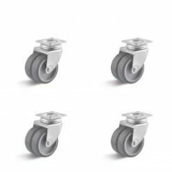 Rollenset - 4 Doppel-Lenkrollen - Rad-Ø 50 Bis 75 Mm - Bauhöhe 74 Bis 102 Mm - Tragkraft/Set 240 Bis 300 Kg