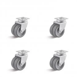 Rollenset - 4 Doppel-Lenkrollen - Rad-Ø 50 Bis 75 Mm - Bauhöhe 74 Bis 102 Mm - Tragkraft/Set 240 Bis 300 Kg 3 Rollenset - 4 Doppel-Lenkrollen - Rad-Ø 50 Bis 75 Mm - Bauhöhe 74 Bis 102 Mm - Tragkraft/Set 240 Bis 300 Kg