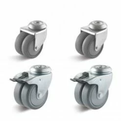 Rollen-Set - 4 Apparate-Lenkrollen - Rad-Ø 50 Bis 75 Mm - Bauhöhe 74 Bis 102 Mm - Tragkraft/Set 240 Bis 300 Kg