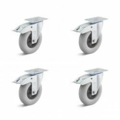 Rollenset - 4 Lenkrollen Mit Doppelstopp - Rad-Ø 80 Mm - Bauhöhe 100 Mm - Tragkraft/Set 150 Kg