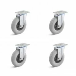 Rollenset - 4 Lenkrollen - Vollgummirad - Rad-Ø 80 Mm - Bauhöhe 100 Mm - Tragkraft/Set 150 Kg