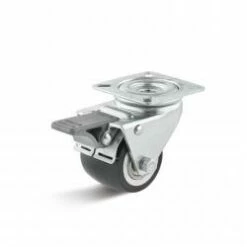 Lenkrolle Mit Doppelstopp - Polyurethanrad - Rad-Ø 50 Mm - Bauhöhe 71 Mm - Tragkraft 100 Kg - Schwarz