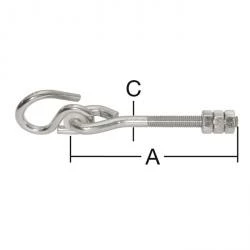 Spiralhaken - Metrisches Gewinde - Inkl. Muttern - Verzinkt - 10 Stück 3 Spiralhaken - Metrisches Gewinde - Inkl. Muttern - Verzinkt - 10 Stück