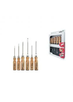 Schraubendreher - Satz (6-tlg) - Schlitz/Pozidriv - Holz - Serie 162 ZK6 SO 3 Schraubendreher - Satz (6-tlg) - Schlitz/Pozidriv - Holz - Serie 162 ZK6 SO
