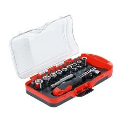 Bit-/Steckschlüssel-Einsatz-Satz - Mit Bit-Knarre - 23-tlg. - In Kunststoff-Kassette 3 Bit-/Steckschlüssel-Einsatz-Satz - Mit Bit-Knarre - 23-tlg. - In Kunststoff-Kassette