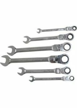 Maul-Ratschenringschlüssel Satz - Größen 8 Bis 19 Mm - Flexible Köpfe - 6-tlg.