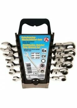 Maul-Ratschenringschlüssel Satz - In ZOLL Größen - Flexible Köpfe - 6-tlg.