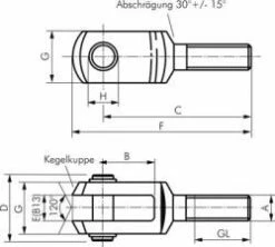 Gabelkopf - Außengewinde - Mit Bolzen - Stahl Verzinkt - Für Kompaktzylinder