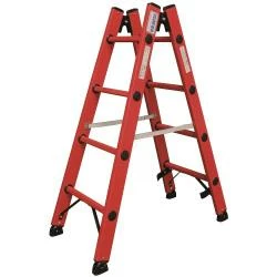 Sprossen-Doppelleiter - Krause - Sprossen Und Holme Aus GFK - Leiterhöhe 1,45 Bis 3,85 M 3 Sprossen-Doppelleiter - Krause - Sprossen Und Holme Aus GFK - Leiterhöhe 1,45 Bis 3,85 M