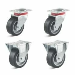 Rollenset - 2 Lenk- Und 2 Bockrollen - Rad-Ø 80 Bis 100 Mm - Bauhöhe 108 Bis 128 Mm - Tragkraft/Set 360 Bis 540 Kg