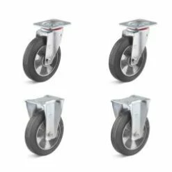 Rollenset - 2 Lenk- Und 2 Bockrollen - Rad-Ø 125 Bis 200 Mm - Bauhöhe 155 Bis 245 Mm - Tragkraft/Set 600 Bis 1200 Kg