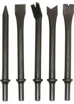 Drucklufthammer Meißel Satz - 10 Mm Rundschaft - Werkstoff MN65 Stahl - 5-tlg.