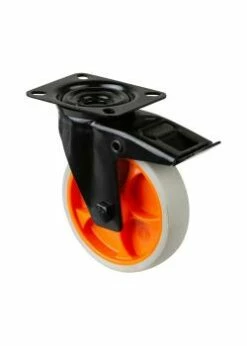 Transport-Lenkrolle Mit Totalfeststeller - Gabel Aus Stahlblech - Rad-Ø 125 Mm - Bauhöhe 155 Mm - Tragkraft 120 Kg