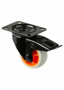 Transport-Lenkrolle Mit Totalfeststeller - Gabel Aus Stahlblech - Rad-Ø 80 Mm - Bauhöhe 105 Mm - Tragkraft 100 Kg